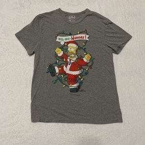 Simpsons Christmas Shirt Adults Large HO-HO-Homer Graphic Gray